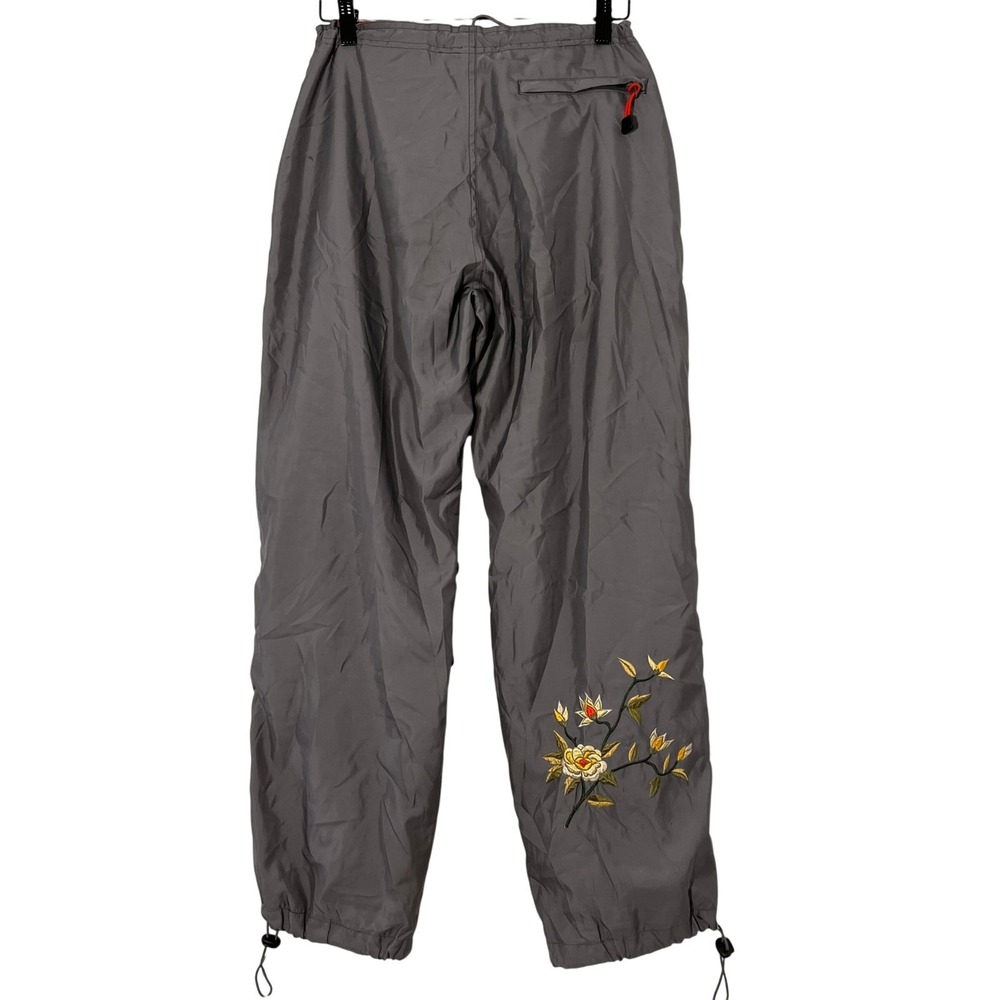 Vintage Gap Track Pants M Grey Floral Embroidered Techwear Gorpcore Y2K Utility
